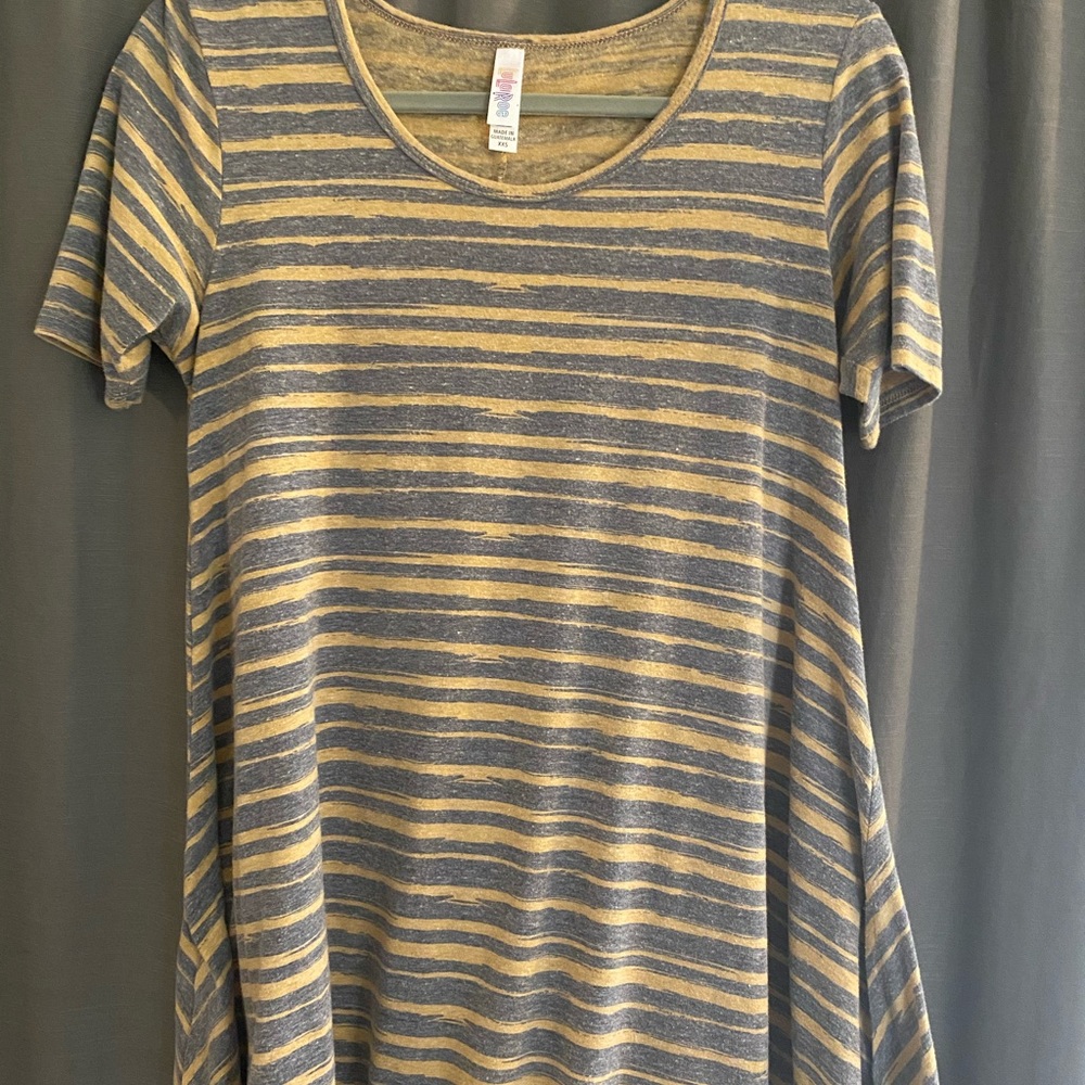 LuLaRoe Perfect T Yellow and Gray